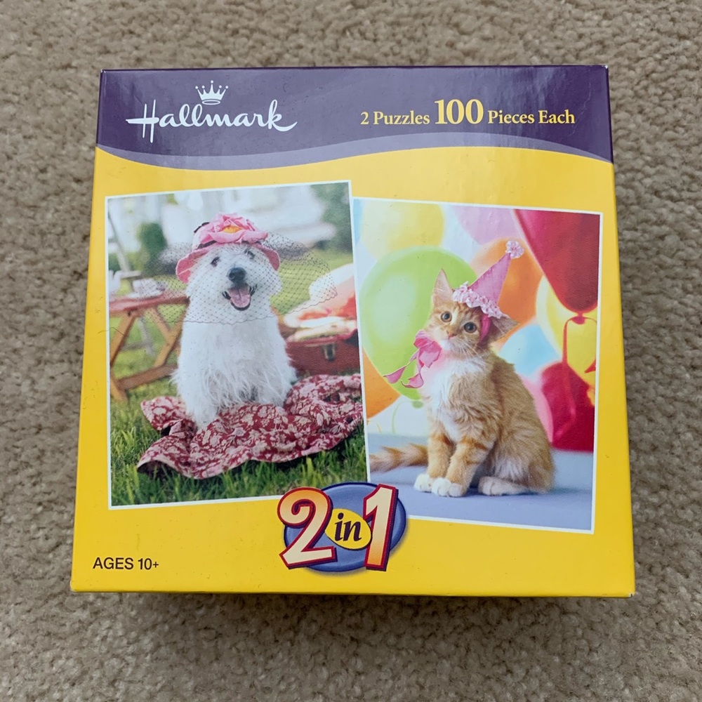 Hallmark 2 in 1  Two 100 Piece Puzzles Dog & Cat